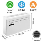 Aparat de aer conditionat de perete Trotec PAC-W2650SH, 2.6 kW, 500m³/h - imagine 3