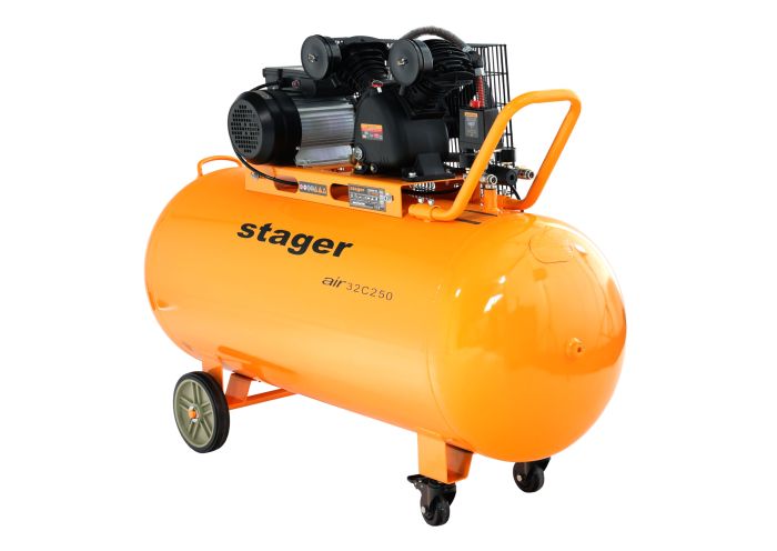 32 Stager Air 32C250 compresor aer, 250L, 10bar, 324L/min, monofazat, angrenare curea - imagine 1