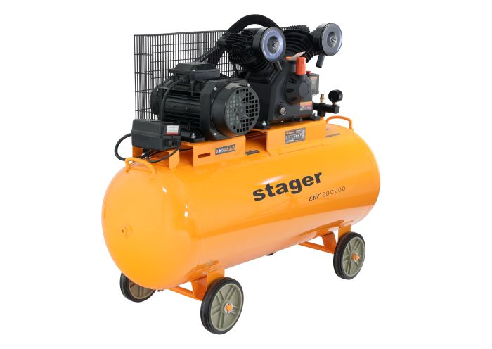 60 Stager Air 60C200 compresor aer, 200L, 10bar, 600L/min, trifazat, angrenare curea - imagine 1